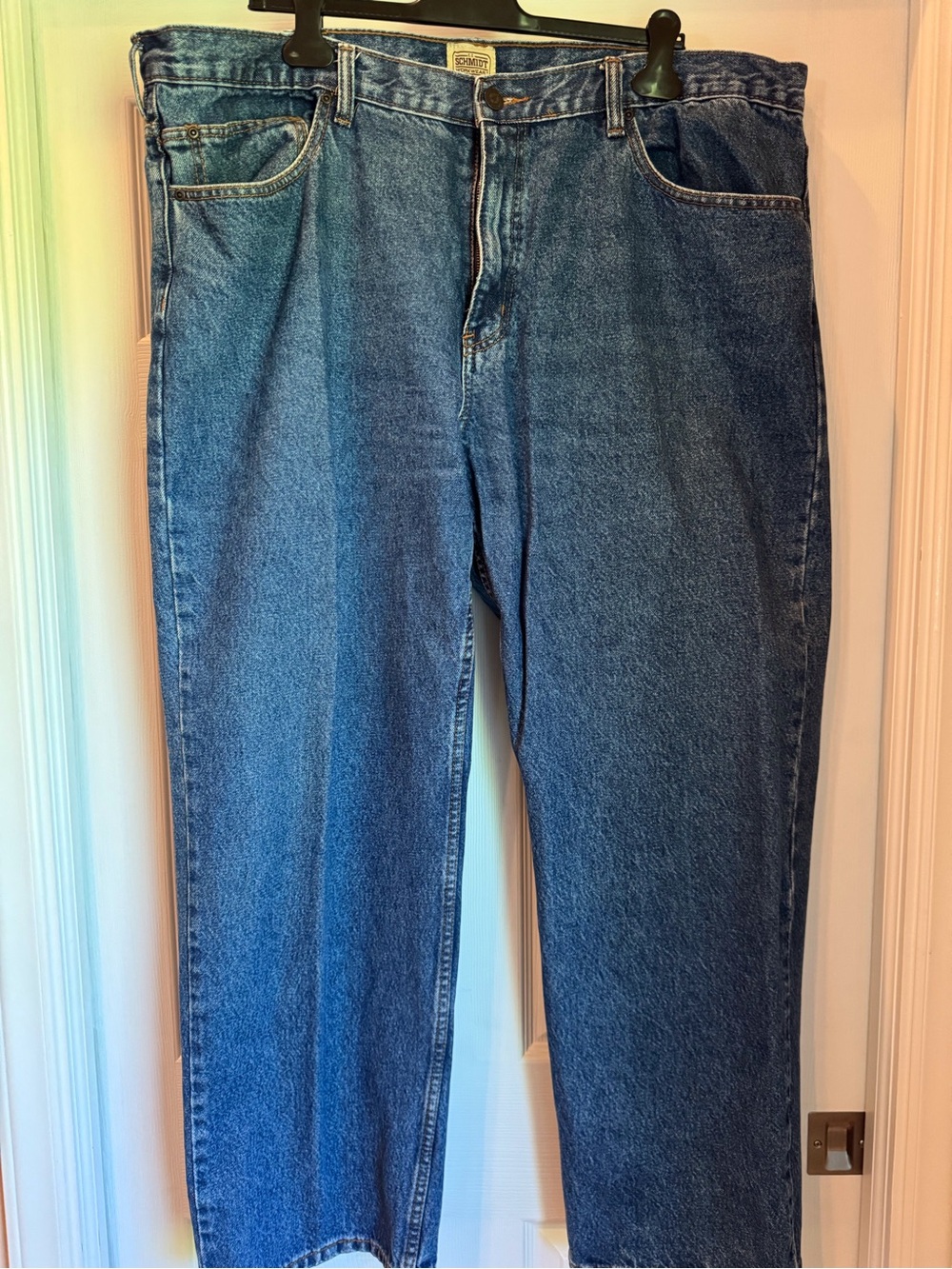 Men's Schmidt Workwear Classic Blue Jeans - Comfortable Regular Fit 46” x 32”